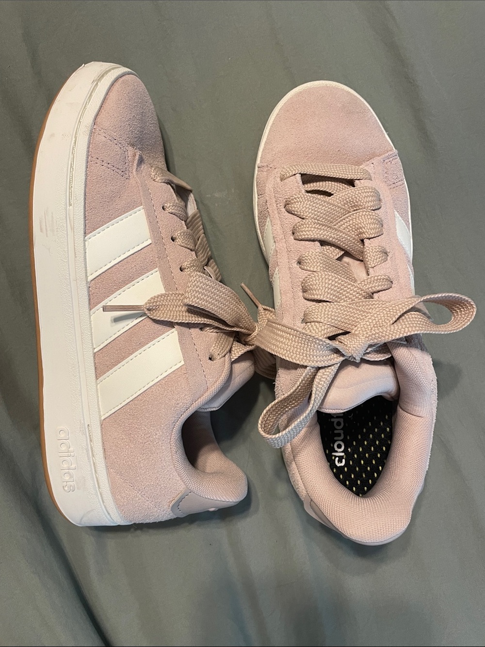 adidas women’s grand court alpha 00s sneaker in color taupe/gum